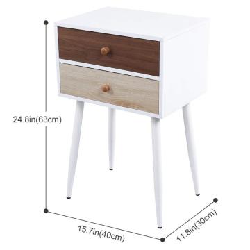 Side End Table Nightstand Bedroom Table wood cabinet with 2 Drawers