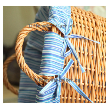 Wholesale folding duals handle willow wicker basket for home storage