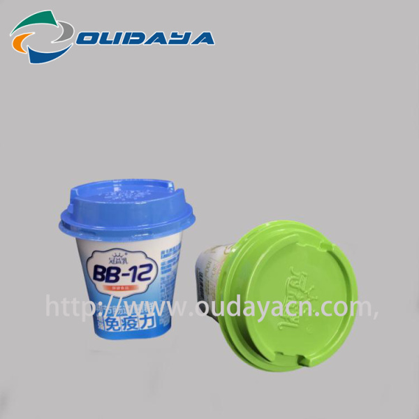 In mould label for yogurt cup with spoon