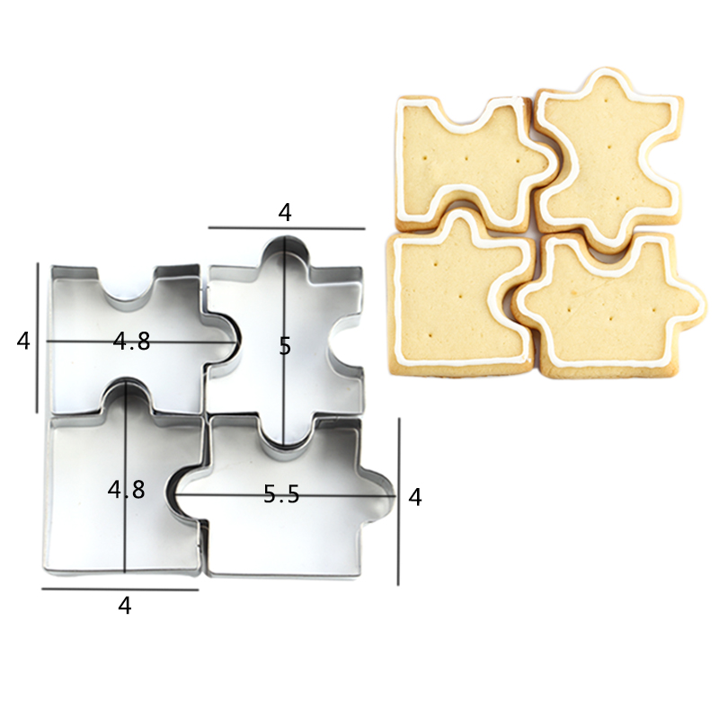 4 pieces stainless steel  puzzle biscuit cookie cutter set