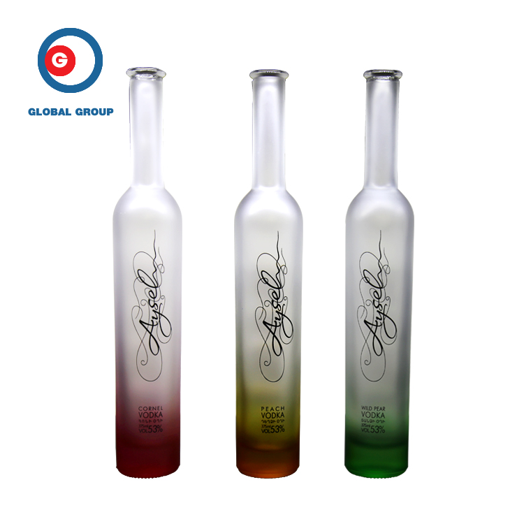 Narrow Mouth Cylindrical Glass Screen Printing Glass Vodka Bottle