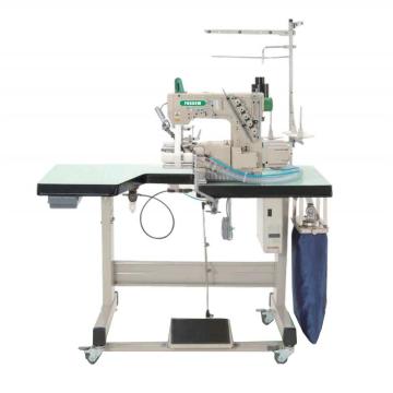 Direct drive cylinder bed interlock sewing machine with automatic trimmer and right hand side fabric trimmer