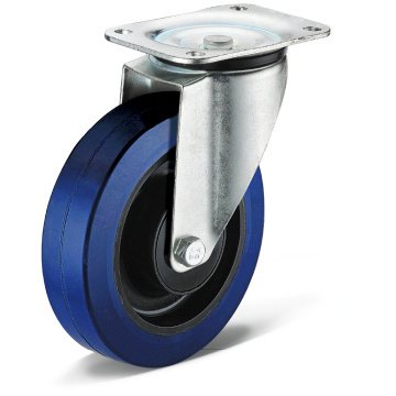 Flate Plate Swivel Elastic Rubber Casters