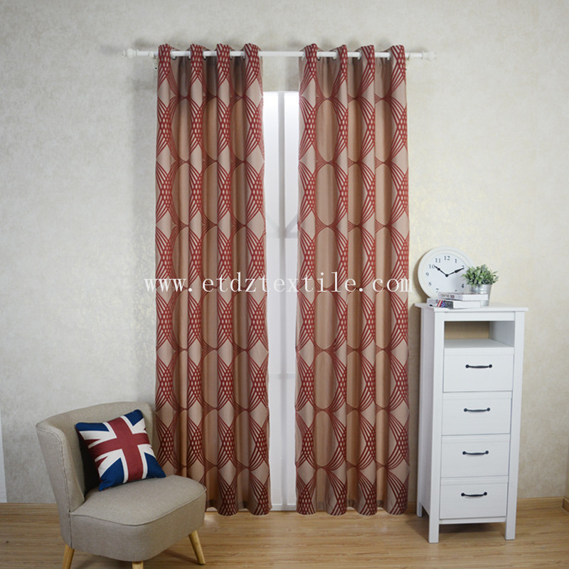 Traditional Red Color Polyester Shrinkage Yarn Curtain Fabric WZQ202