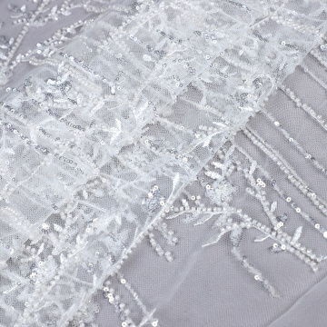 machine beaded lace fabric