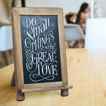 Rustic Wooden Framed Standing Chalkboard Sign with Non-Porous Magnetic Chalk Board Surface for Vintage Decor for Kitchen, Restau