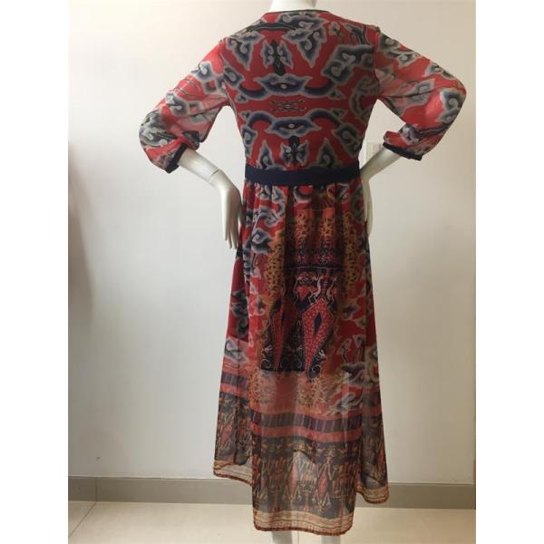 Printed Chiffon Long Dress With Lining