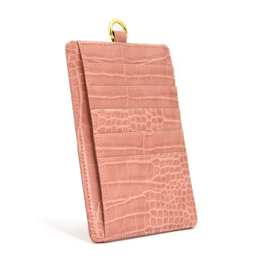 Crocodile Texture Lanyard Card Wallet Leather Card Holder