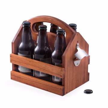 Handmade Wooden Beer Carrier Caddy Six Pack Holder