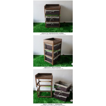 New eco-friendly wood furniture Wicker Cane Basket Storage cabinet