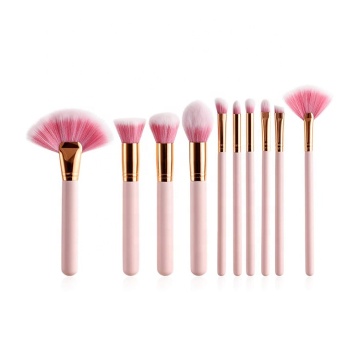 10 Pcs Pink Soft Makeup Brush Set