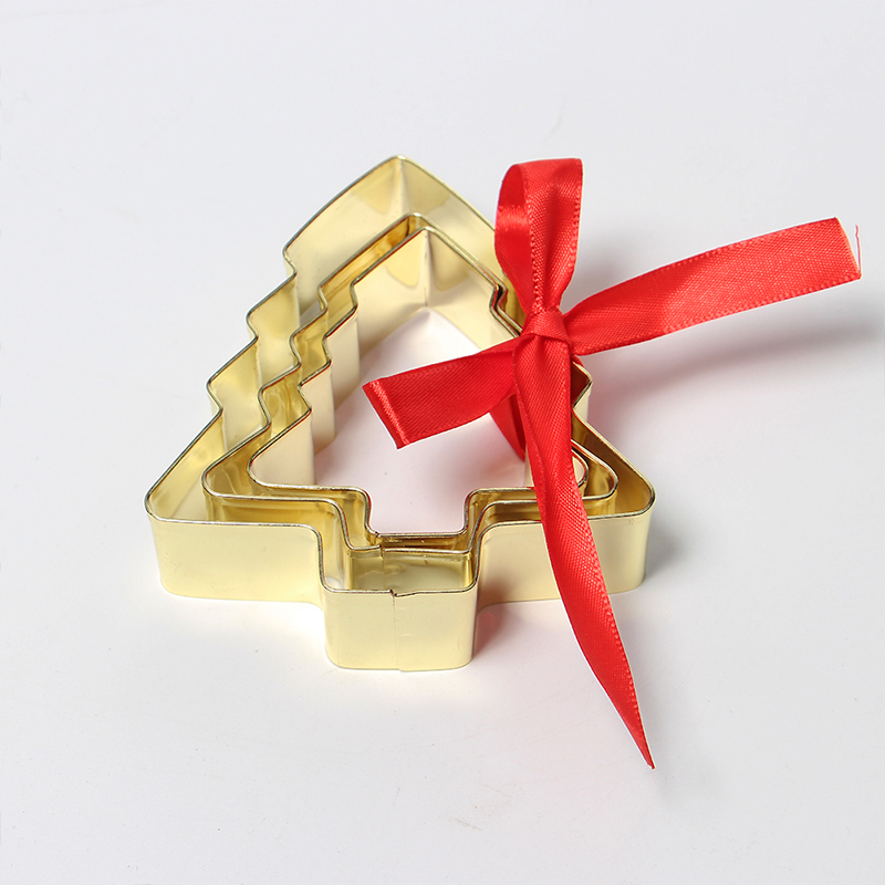 Christmas tree golden plating Christmas cookie cutter set