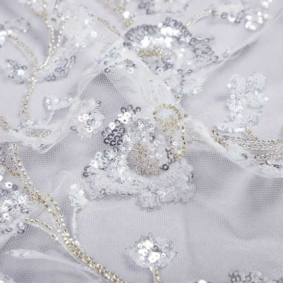 white sequin lace fabric