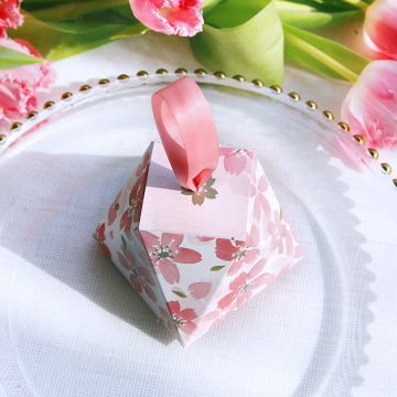 Pink color wedding favors candy box