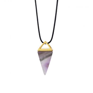 Amethyst Gold Triangle Necklace Pyramid Healing Pendant