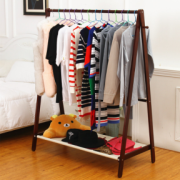 Wooden stand clothes hanger rack