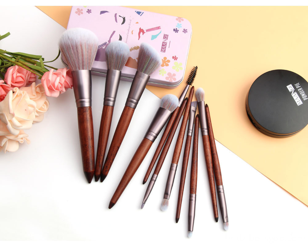 11 Piece Animal Hair Makeup Brush 2