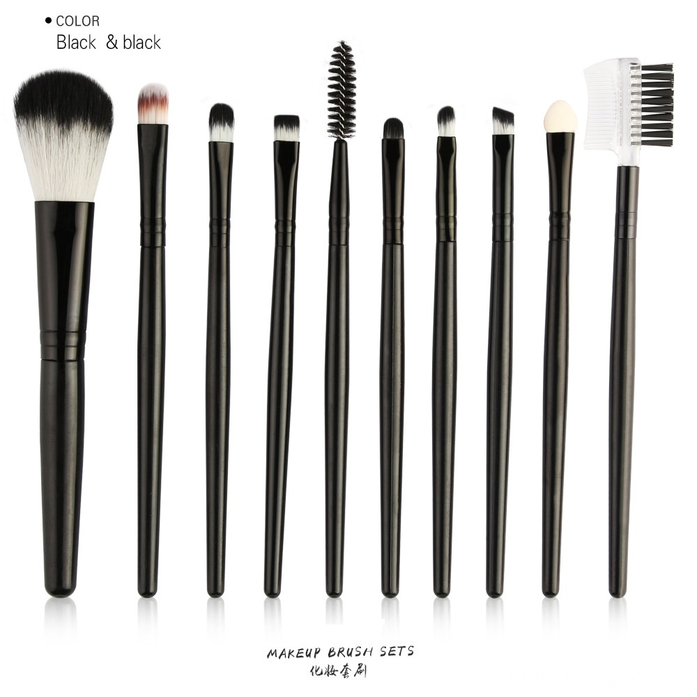 10 Piece Travel Makeup Brushes Set color