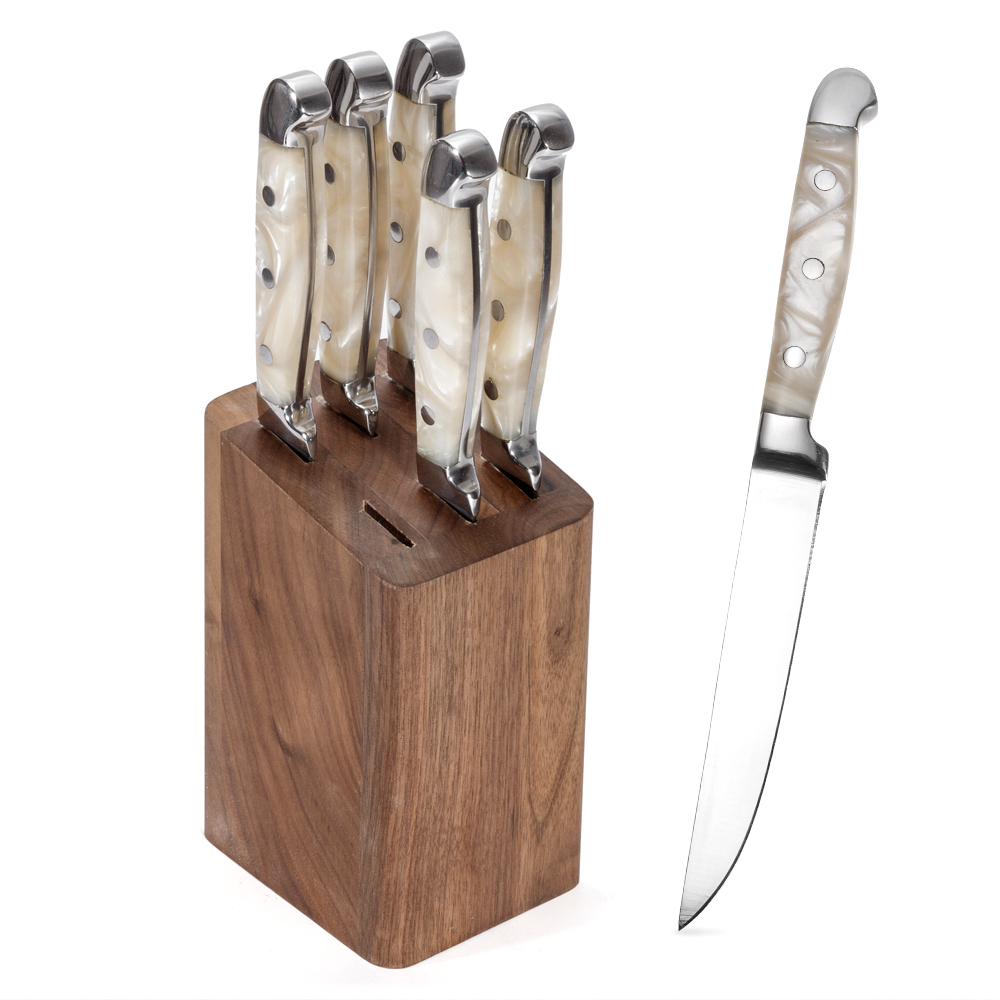 serrated steak knife with double bolsters