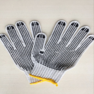 pvc knitted gloves /string dot knitted gloves