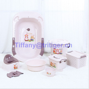 Food grade plastic baby wash bucket wash bailer children shower bath round plastic basin for sale 7 PCS/Set