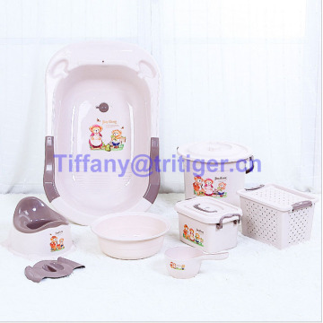 Eco-friendly PP Plastic comfortable designs Colorful baby bathe product set 7 PCS/Set