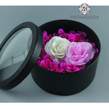 Lid and Bas Round Flower Box with PVC window