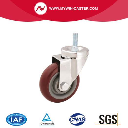 Medium Duty Threaded Stem PVC Caster with Brake