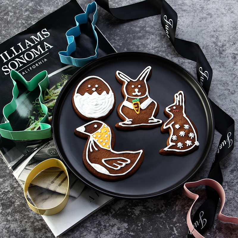4 pieces colorful Easter rabbit cookie cutter set