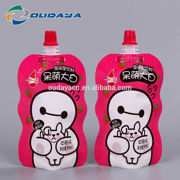 Package Stand Up Strawberry Juice Pouch with Spout