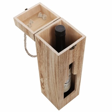 Country Rustic Finished Wood Cut Out Design Wine Case Carrier Modern Wine Bottle Carrying Box