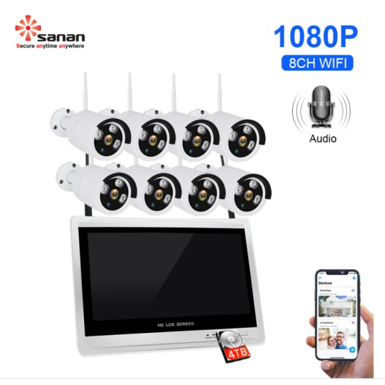 8CH 1080P Wireless Security Camera 12.5