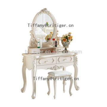Bedroom furniture white wooden dresser table with mirror