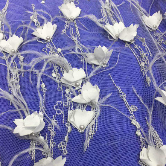 White Pearl Feather embroidery lace