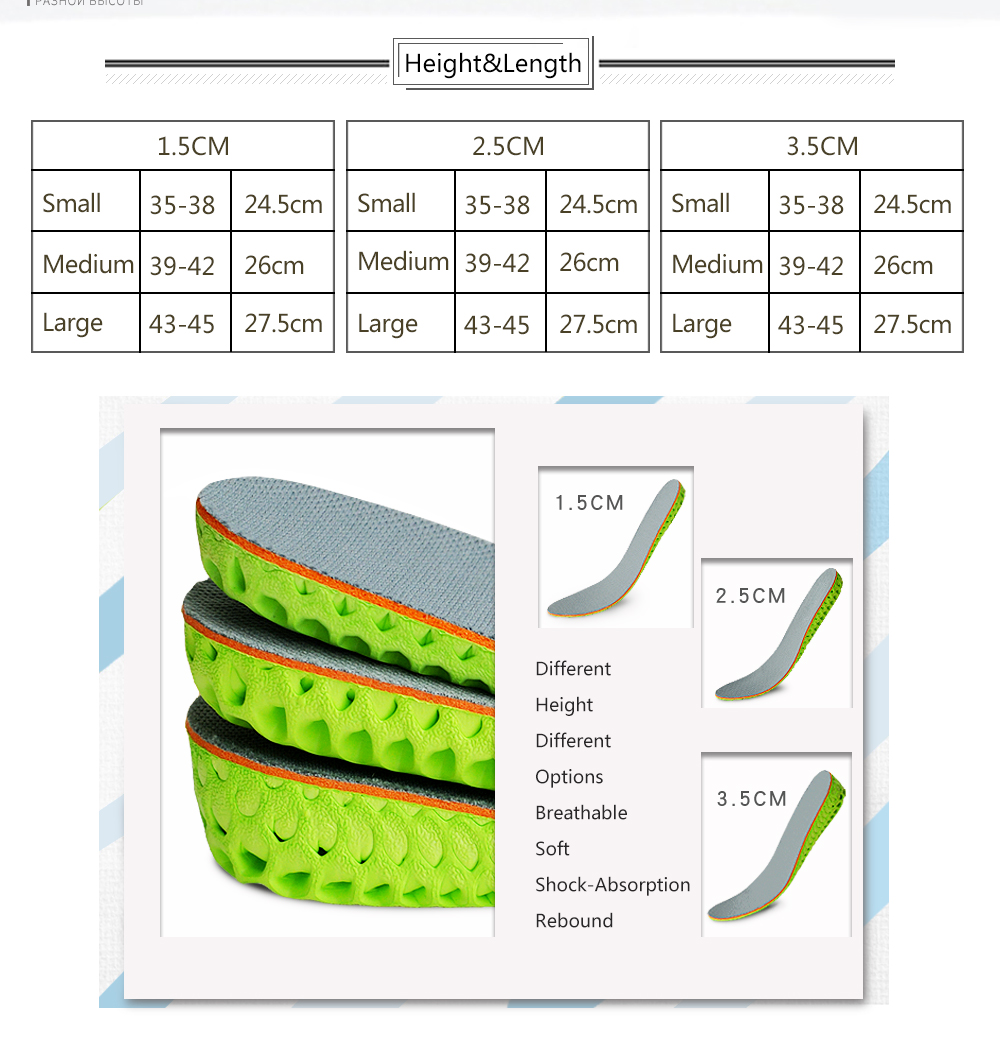 Height increase insoles