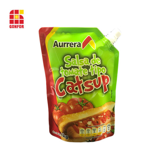 Stand Up Liquid Packaging Pouch With Spout