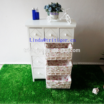High quality hot sale wooden cabinet willow wicker basket drawer