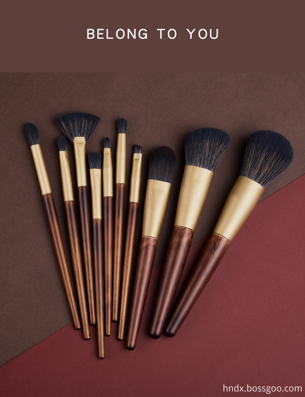 10 Pcs Wood Goat Hair Makeup Brush Sets 3