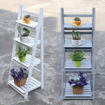 Flower Stand Rack Shelf 4 Tier Outdoor Wooden Garden Home Flower Balcony Shelf Ladder Display