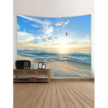 Tapestry Wall Hanging Ocean Sea Wave Beach Series Tapestry Sunrise Sunset Dusk Seagull Tapestry for Bedroom Home Dorm Decor