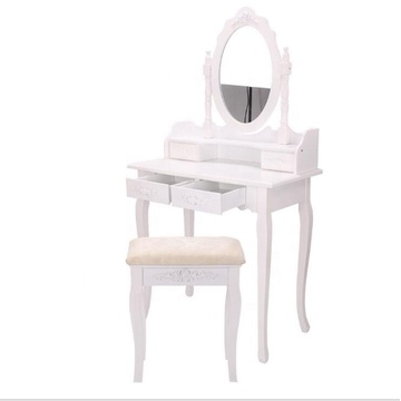 Vanity White golden black 4 drawers dressing table with mirror