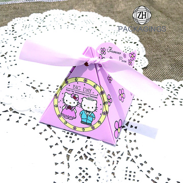 Mini Pink Pyramid Wedding Paper Candy Box