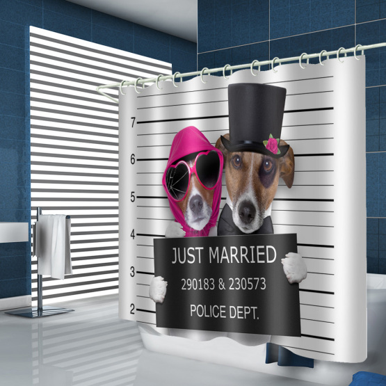Dog Waterproof Shower Curtain Funny Animal Bathroom Decor
