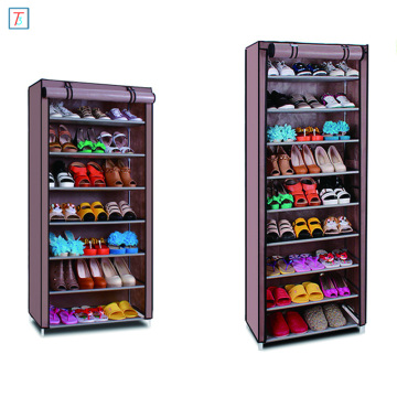 9 Tier Shoe Rack with Cover Simple Stackable Dustproof Metal Shoe Cabinet