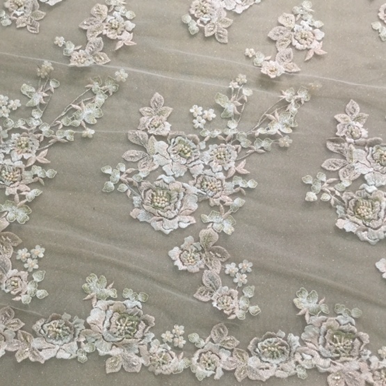 Luxury Beaded Handwork Flower Bridal Fabric