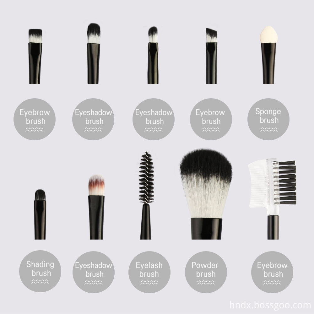 10 Piece Travel Makeup Brushes Set name