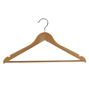 Wooden Hanger With Non Slip Bar and Notches