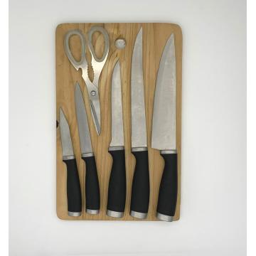 7pcs kitchen knife board set Plastic handle