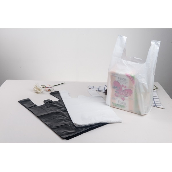 Plastic Shopping Vest Bag in Black