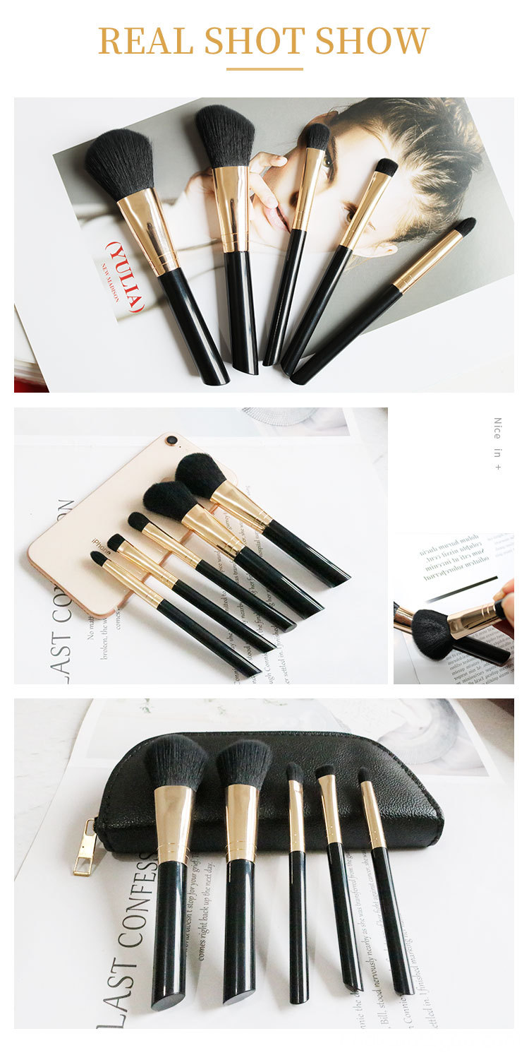 5 PIECE Essential  travel makeup brush set 5